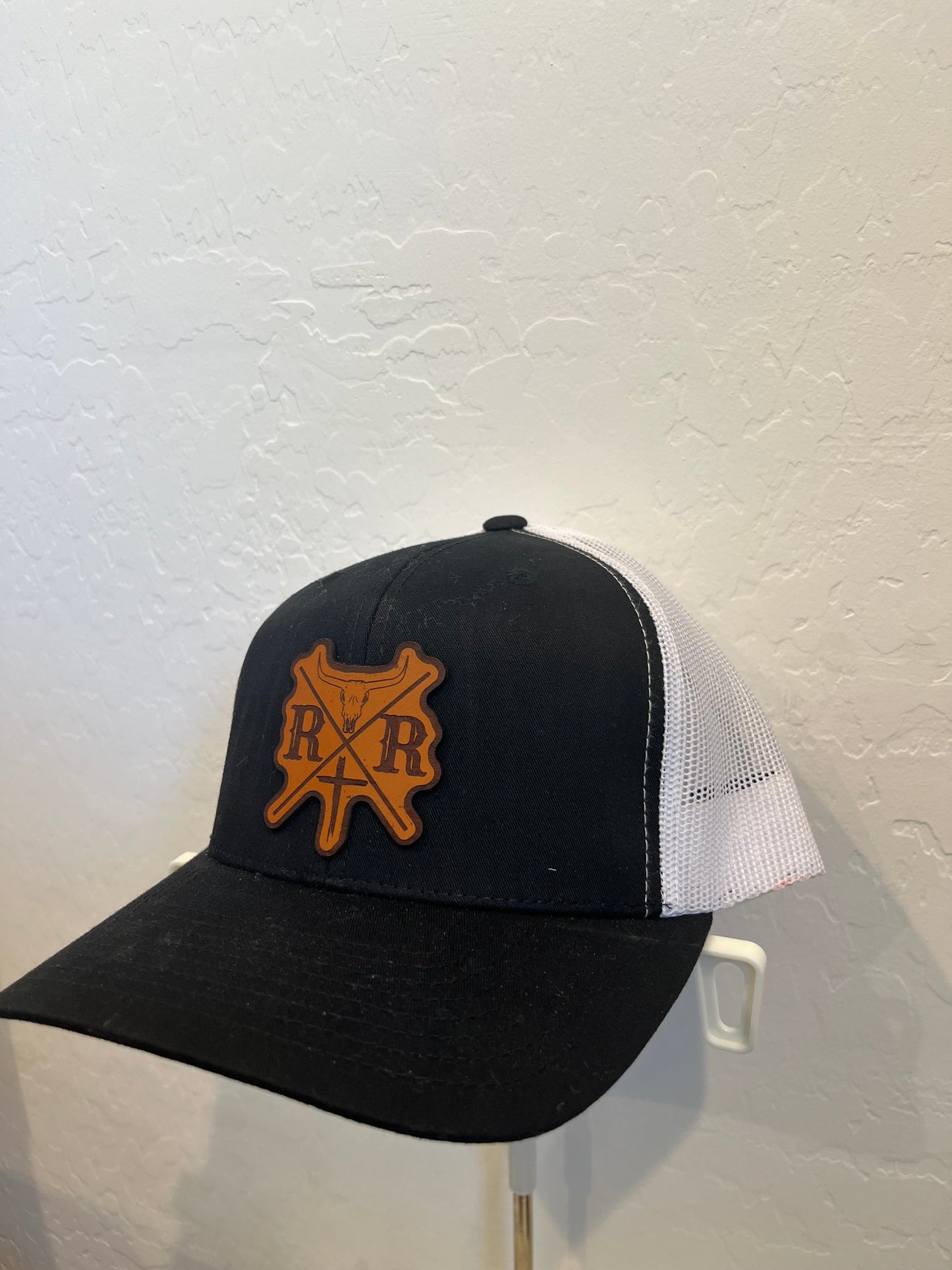 Horns and Cross Leather Patch Hat